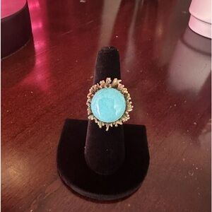 Plunder Design “Eve”  Ring- NEW!! Turquoise/Teal Set in Gold.  Size 6